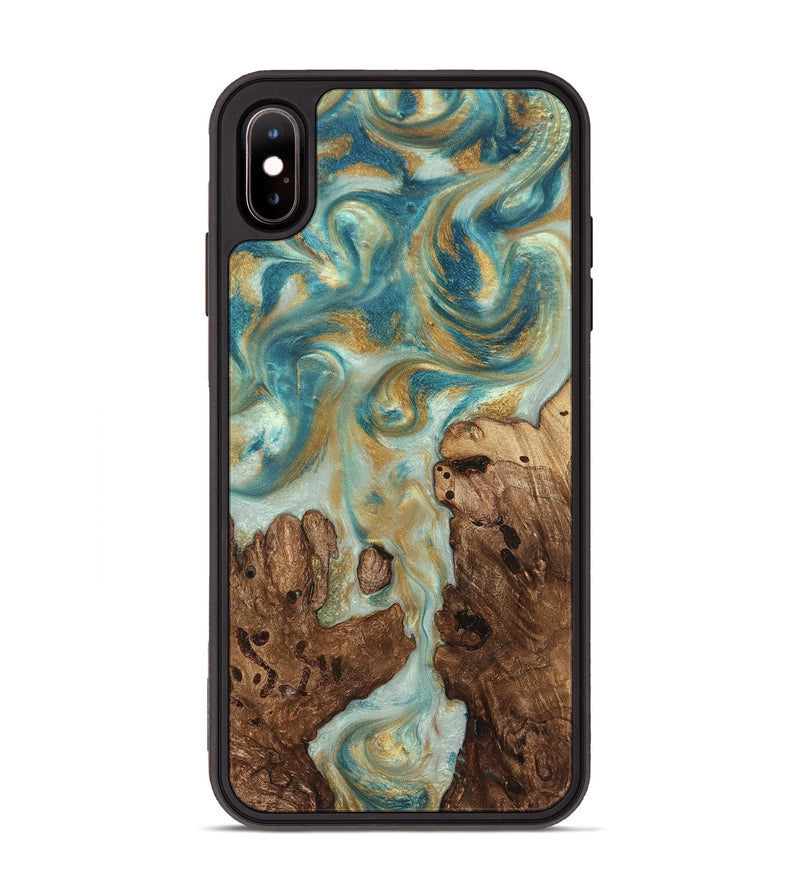 iPhone Xs Max Wood Phone Case - Admiral (Teal & Gold, 824260)