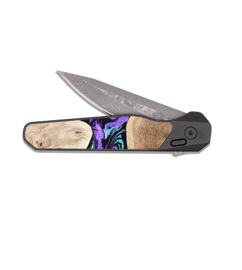 EDC Dark Damascus Wood Pocket Knife - Donn (Purple, 824275)