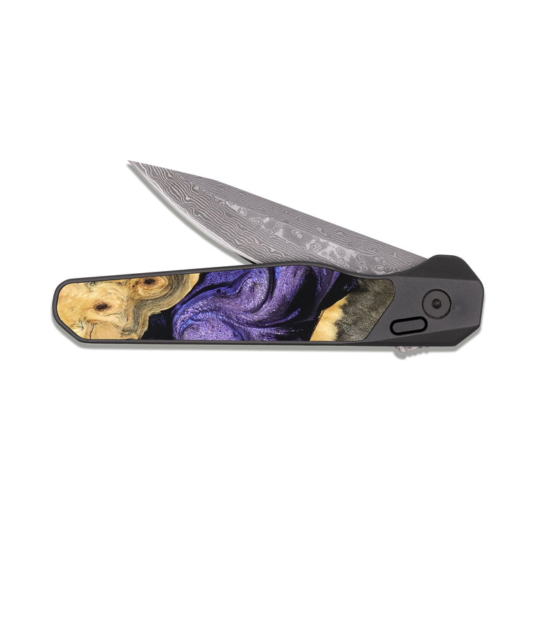 EDC Dark Damascus Wood Pocket Knife - Deborah (Purple, 824276)