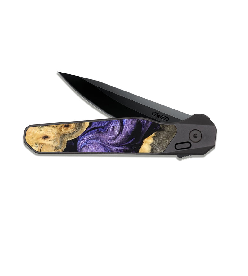 EDC Dark Slate Wood Pocket Knife - Deborah (Purple, 824276)