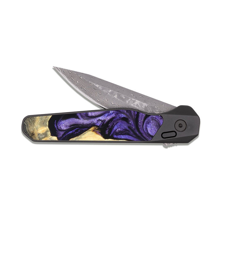 EDC Dark Damascus Wood Pocket Knife - Grover (Purple, 824278)