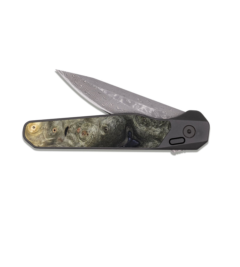 EDC Dark Damascus Wood Pocket Knife - Luca (Wood Burl, 824282)