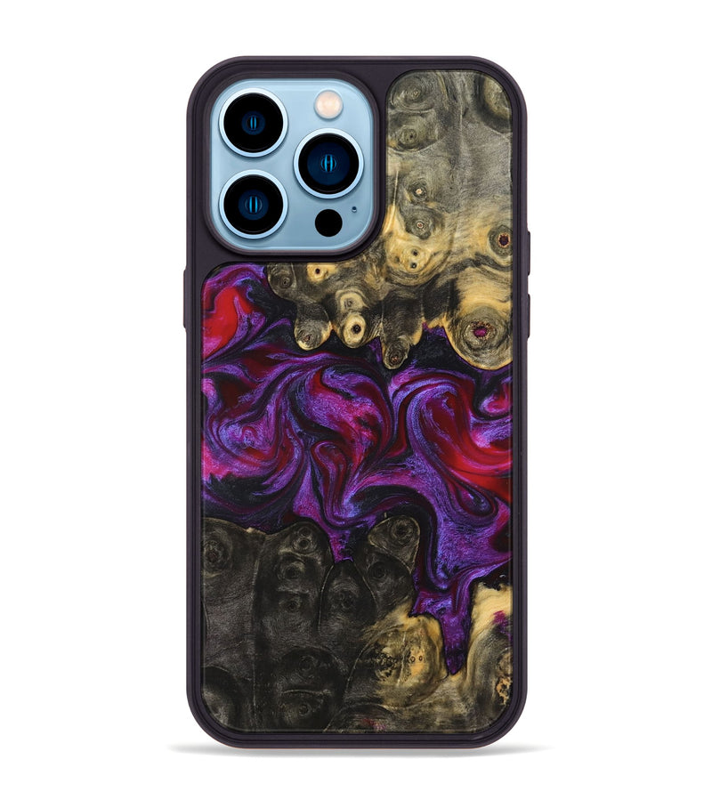 iPhone 14 Pro Max Wood Phone Case - Elvis (Purple, 824288)