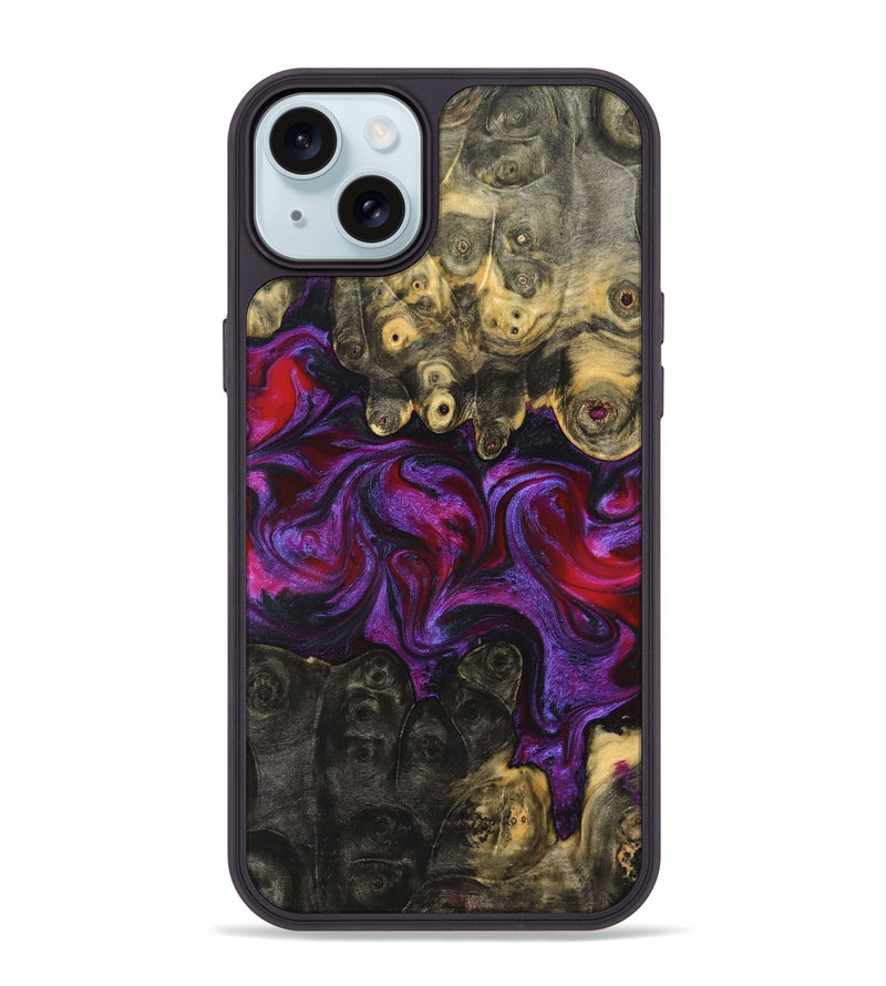 iPhone 15 Plus Wood Phone Case - Elvis (Purple, 824288)