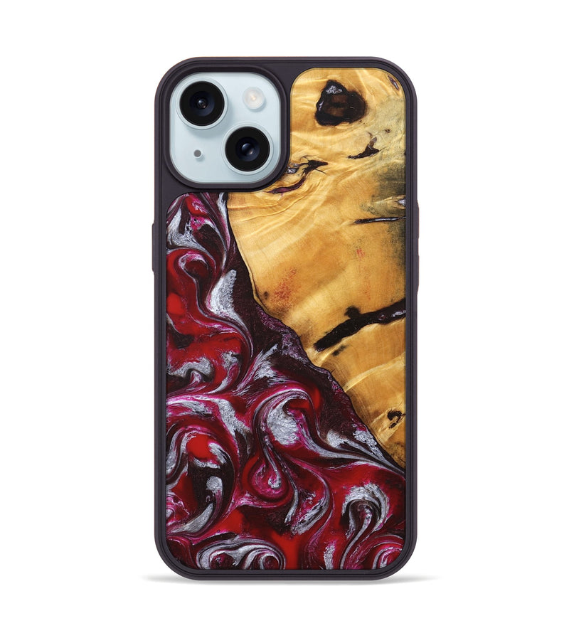 iPhone 15 Wood Phone Case - Aurelia (Red, 824290)