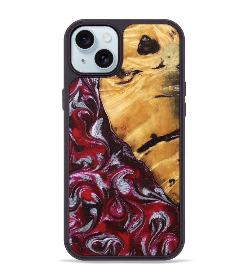 iPhone 15 Plus Wood Phone Case - Aurelia (Red, 824290)