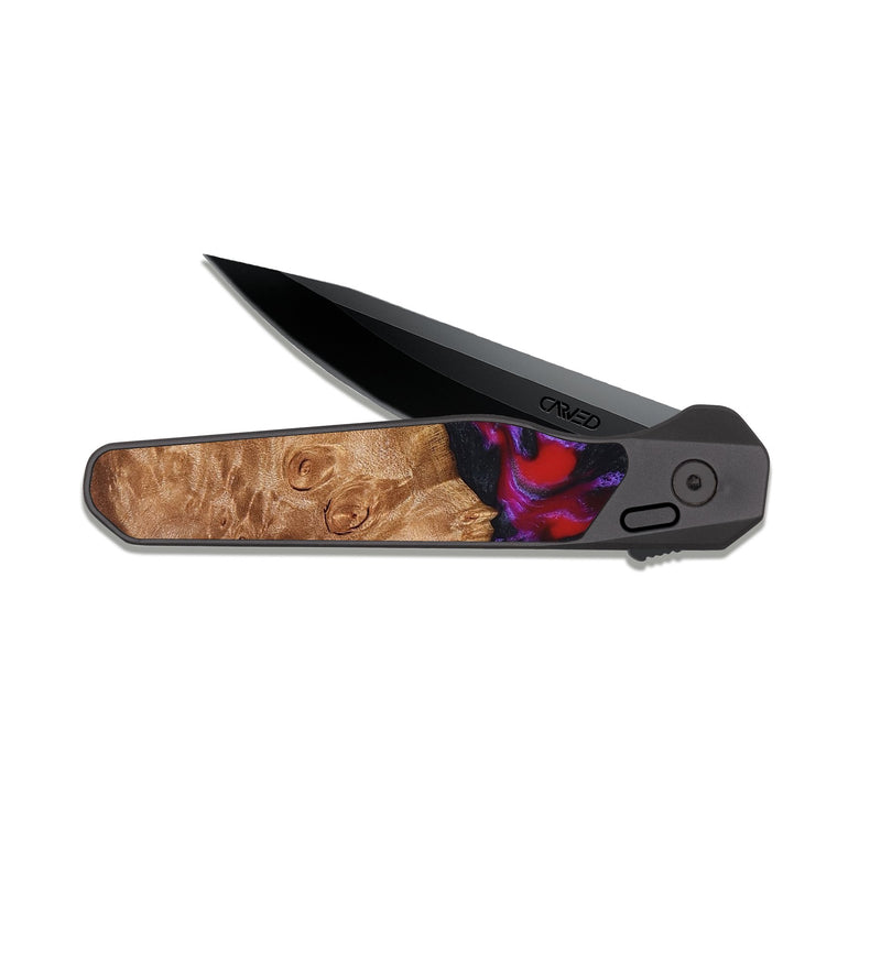 EDC Dark Slate Wood Pocket Knife - Joy (Red, 824291)