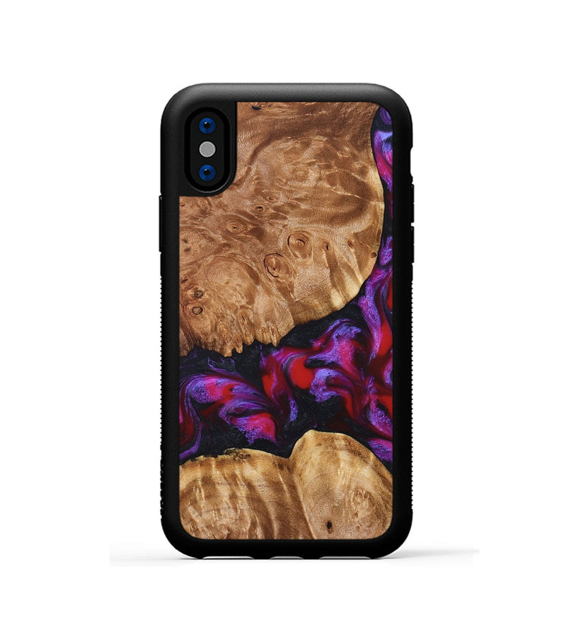 iPhone Xs Wood Phone Case - Joy (Red, 824291)