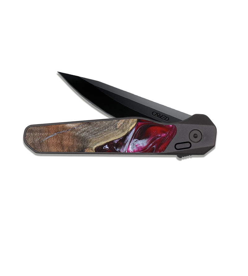 EDC Dark Slate Wood Pocket Knife - Krysten (Red, 824293)