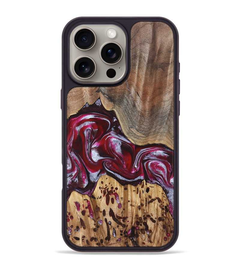 iPhone 16 Pro Max Wood Phone Case - Krysten (Red, 824293)