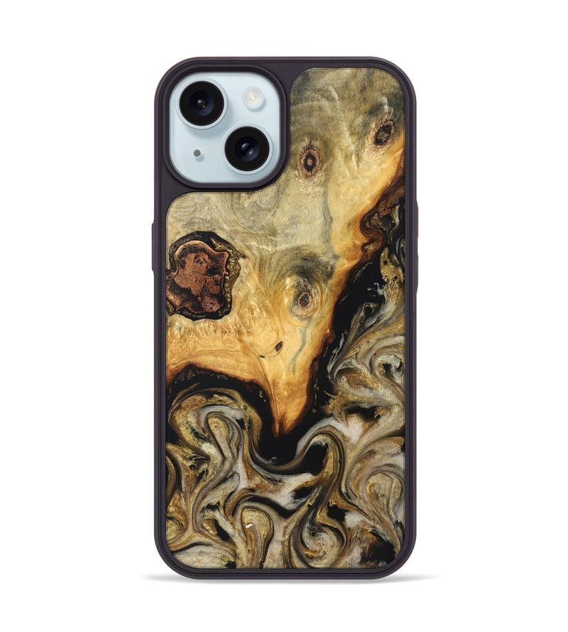 iPhone 15 Wood Phone Case - Ciera (Black & White, 824299)