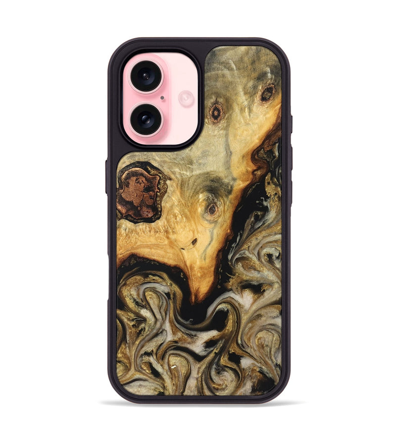 iPhone 16 Wood Phone Case - Ciera (Black & White, 824299)