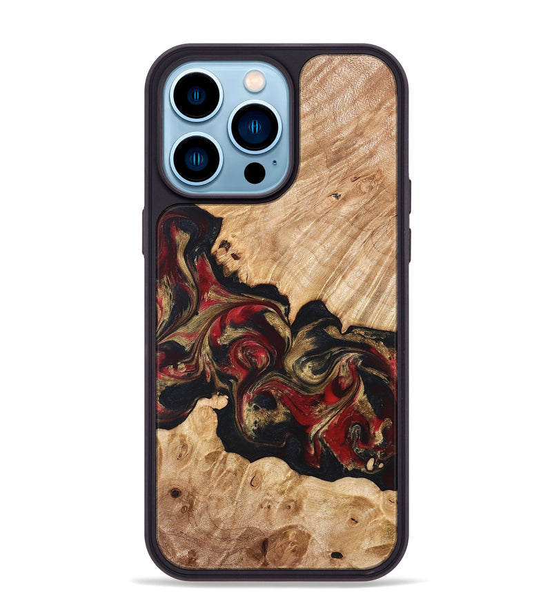 iPhone 14 Pro Max Wood Phone Case - Ledger (Red, 824303)
