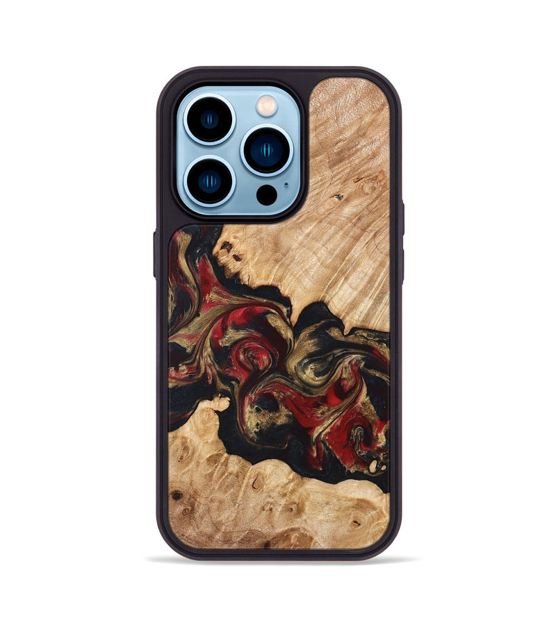 iPhone 14 Pro Wood Phone Case - Ledger (Red, 824303)