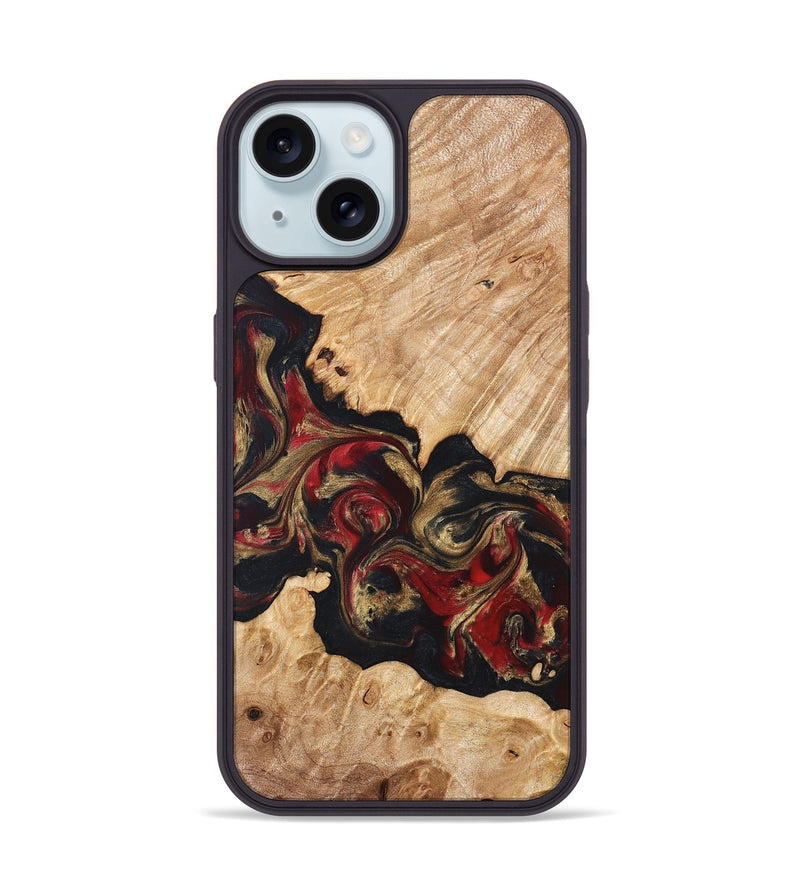 iPhone 15 Wood Phone Case - Ledger (Red, 824303)