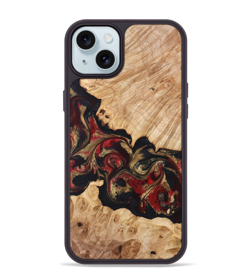 iPhone 15 Plus Wood Phone Case - Ledger (Red, 824303)