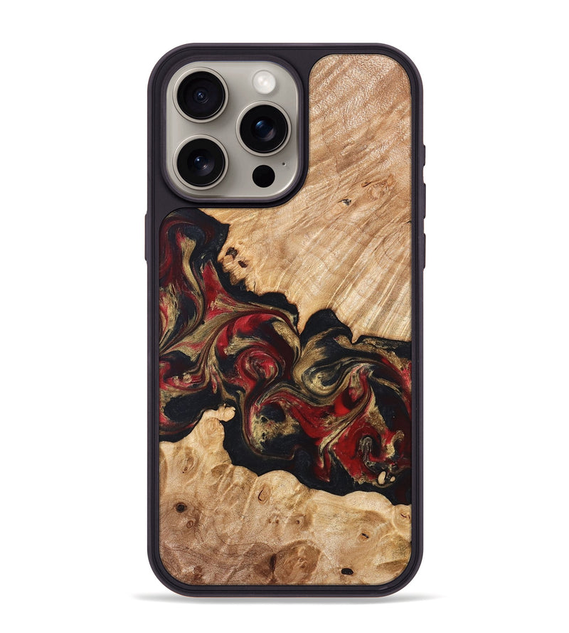 iPhone 15 Pro Max Wood Phone Case - Ledger (Red, 824303)