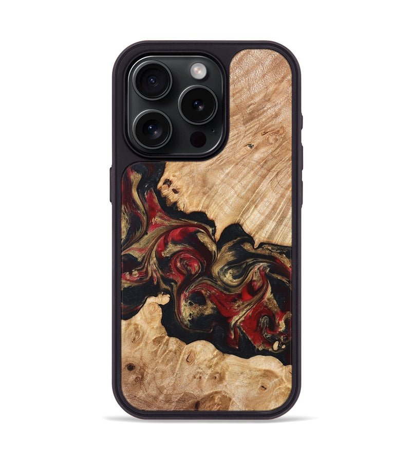 iPhone 15 Pro Wood Phone Case - Ledger (Red, 824303)