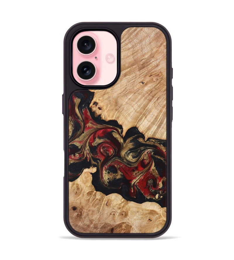 iPhone 16 Wood Phone Case - Ledger (Red, 824303)