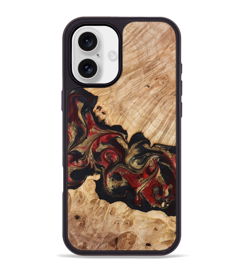 iPhone 16 Plus Wood Phone Case - Ledger (Red, 824303)