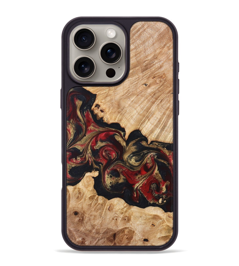 iPhone 16 Pro Max Wood Phone Case - Ledger (Red, 824303)