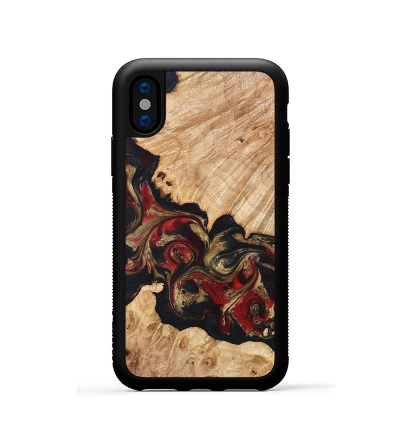 iPhone Xs Wood Phone Case - Ledger (Red, 824303)
