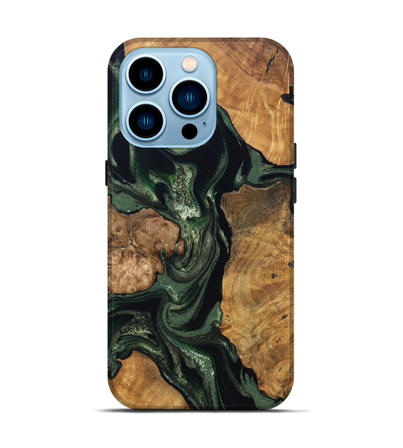 iPhone 14 Pro Wood Live Edge Phone Case - Colter (Green, 824307)
