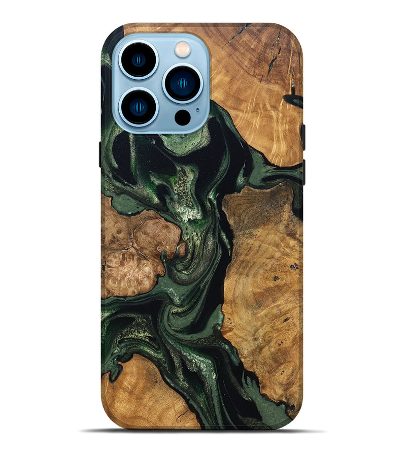 iPhone 14 Pro Max Wood Live Edge Phone Case - Colter (Green, 824307)