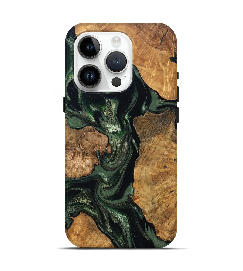 iPhone 15 Pro Wood Live Edge Phone Case - Colter (Green, 824307)