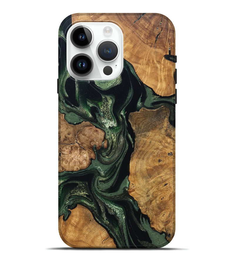iPhone 15 Pro Max Wood Live Edge Phone Case - Colter (Green, 824307)