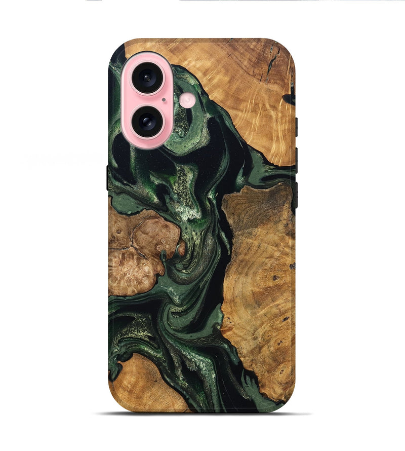 iPhone 16 Wood Live Edge Phone Case - Colter (Green, 824307)