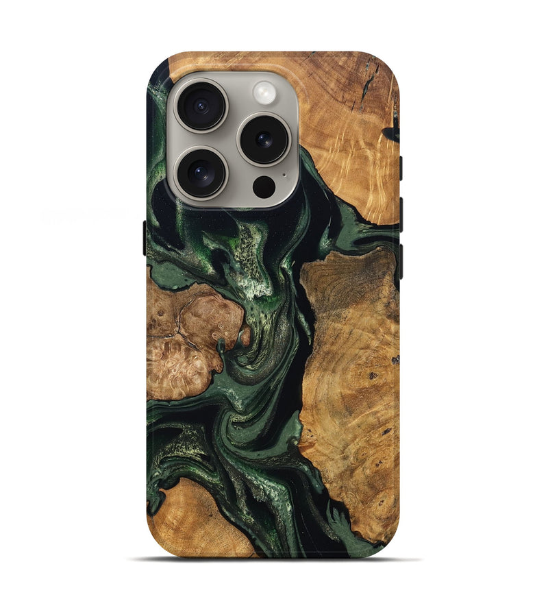 iPhone 16 Pro Wood Live Edge Phone Case - Colter (Green, 824307)