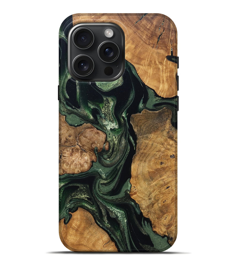 iPhone 16 Pro Max Wood Live Edge Phone Case - Colter (Green, 824307)