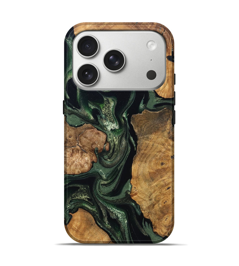 iPhone 17 Pro Wood Live Edge Phone Case - Colter (Green, 824307)