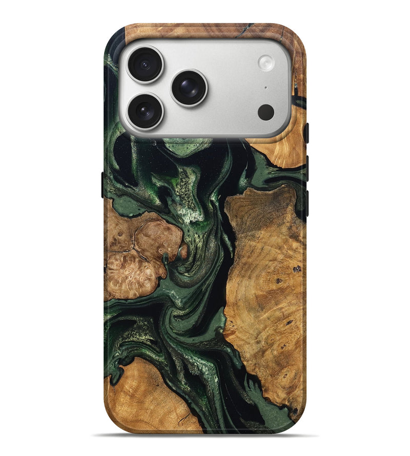 iPhone 17 Pro Max Wood Live Edge Phone Case - Colter (Green, 824307)