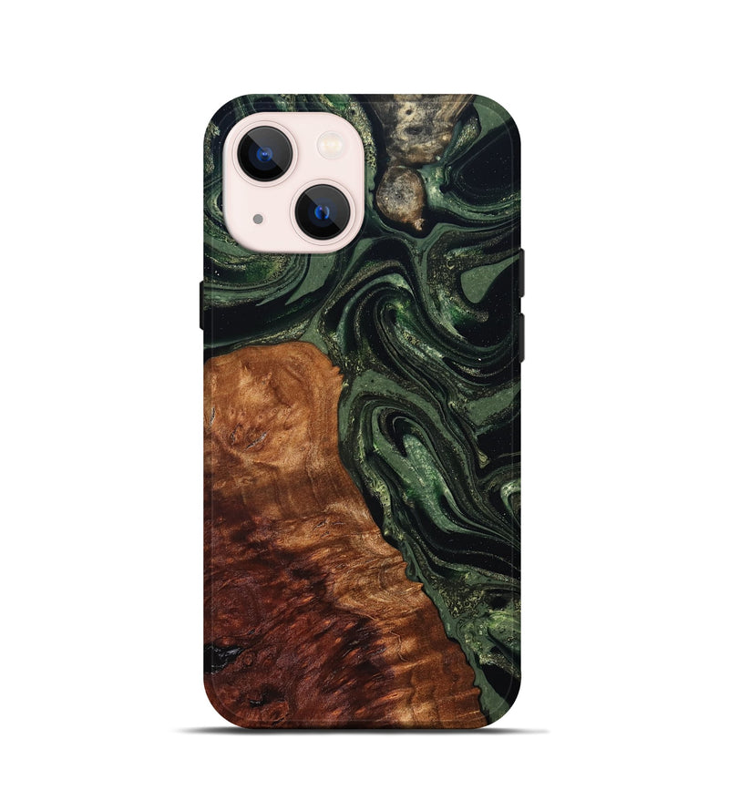 iPhone 13 mini Wood Live Edge Phone Case - Whitney (Green, 824309)