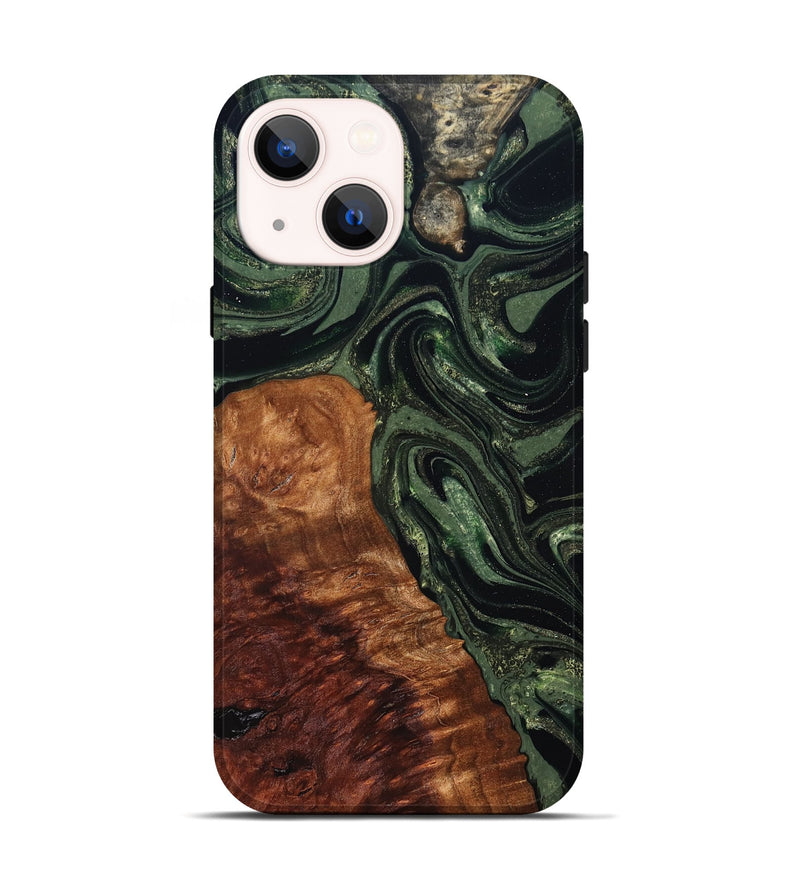 iPhone 14 Wood Live Edge Phone Case - Whitney (Green, 824309)