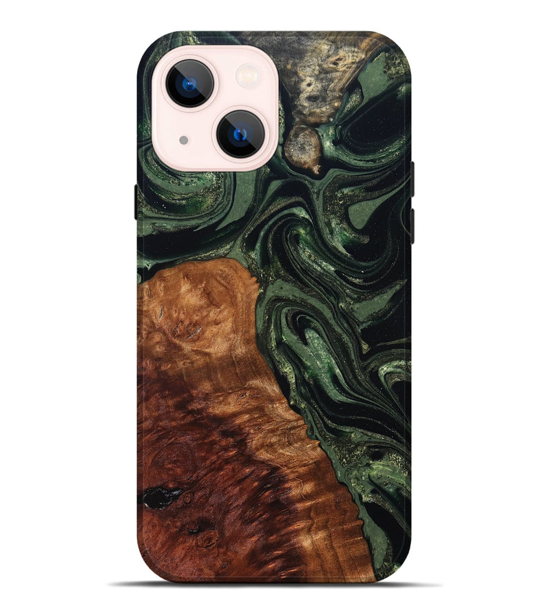 iPhone 14 Plus Wood Live Edge Phone Case - Whitney (Green, 824309)