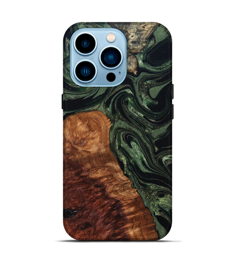 iPhone 14 Pro Wood Live Edge Phone Case - Whitney (Green, 824309)