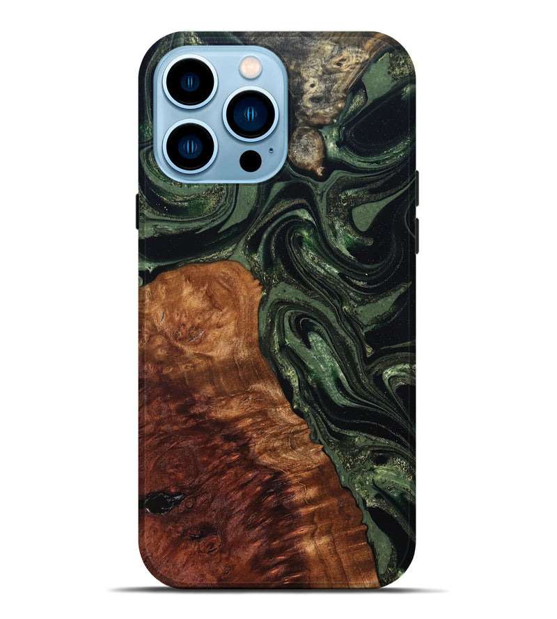 iPhone 14 Pro Max Wood Live Edge Phone Case - Whitney (Green, 824309)