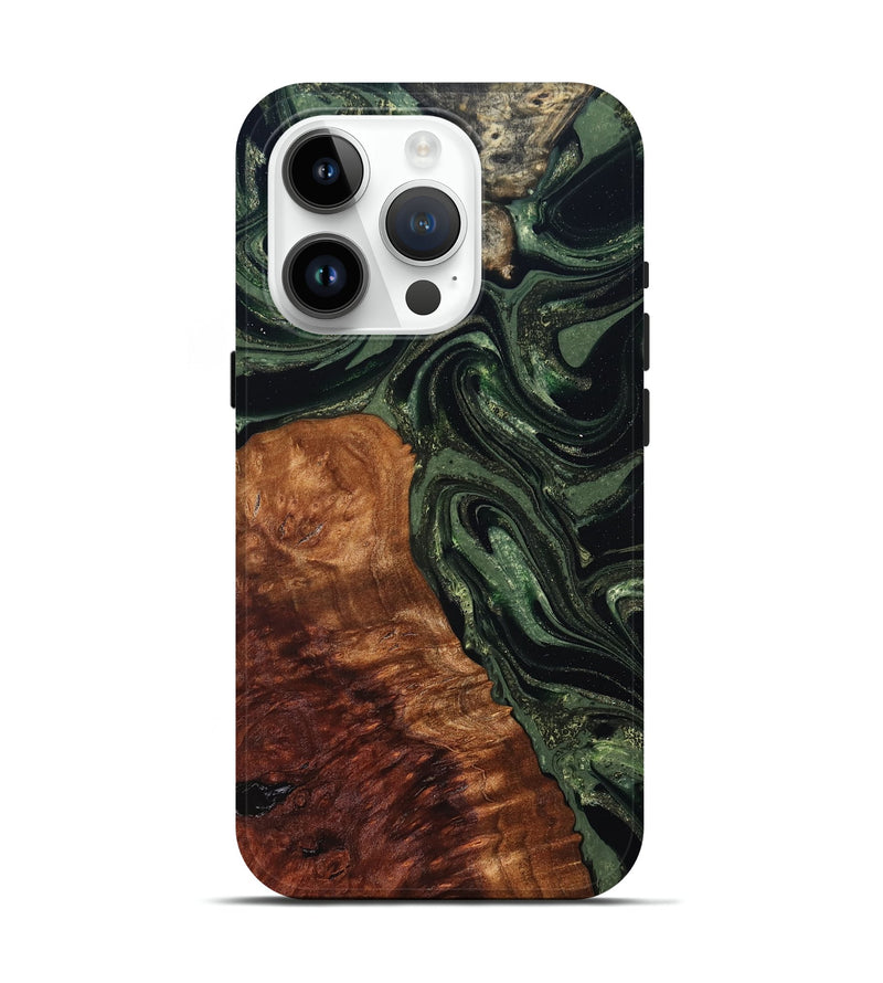 iPhone 15 Pro Wood Live Edge Phone Case - Whitney (Green, 824309)