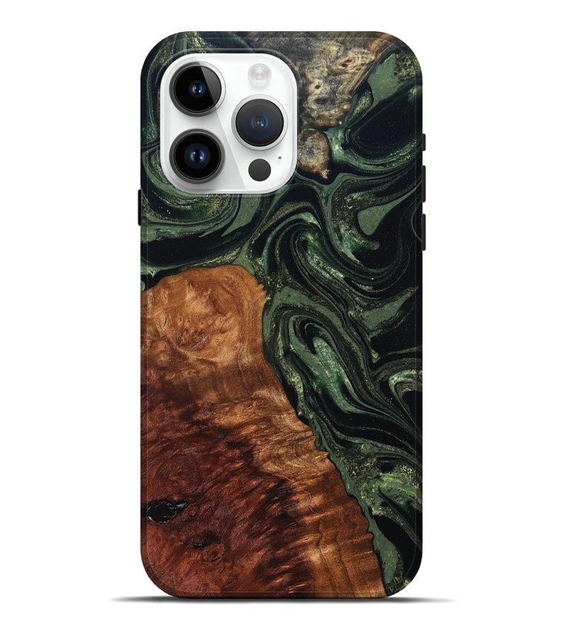 iPhone 15 Pro Max Wood Live Edge Phone Case - Whitney (Green, 824309)