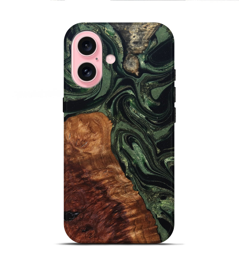 iPhone 16 Wood Live Edge Phone Case - Whitney (Green, 824309)