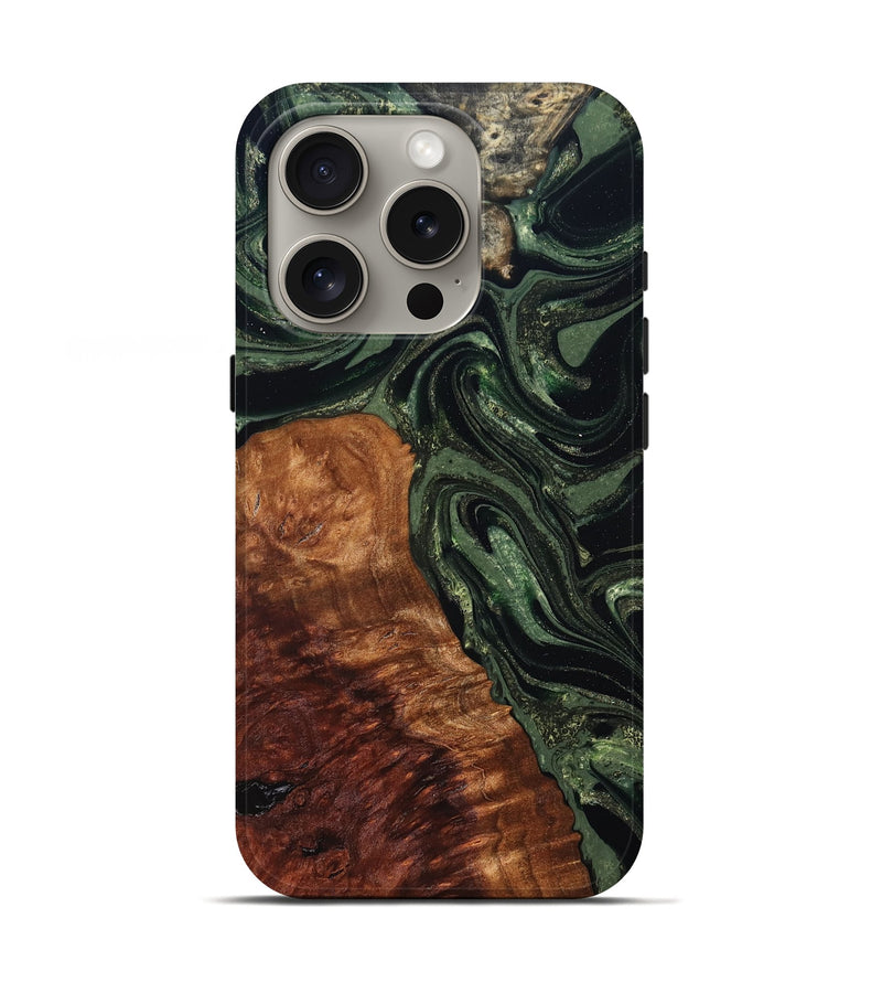 iPhone 16 Pro Wood Live Edge Phone Case - Whitney (Green, 824309)