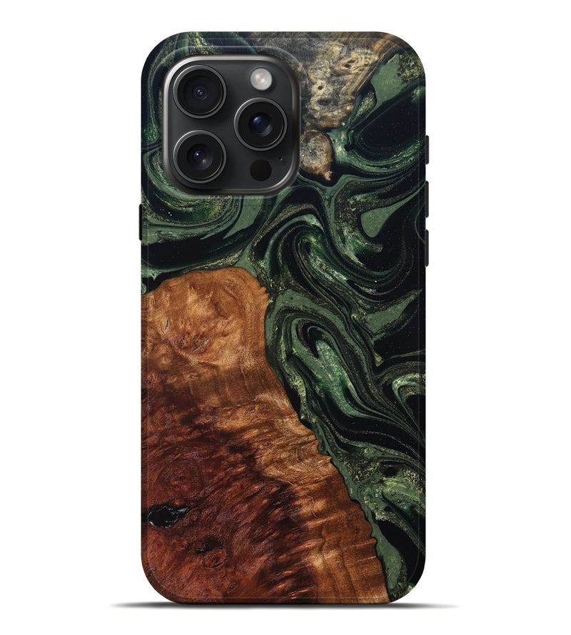 iPhone 16 Pro Max Wood Live Edge Phone Case - Whitney (Green, 824309)