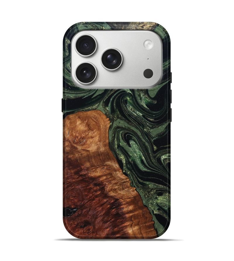 iPhone 17 Pro Wood Live Edge Phone Case - Whitney (Green, 824309)