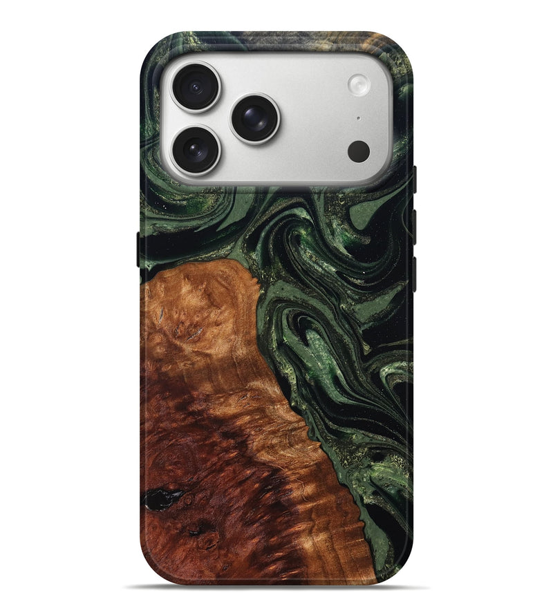 iPhone 17 Pro Max Wood Live Edge Phone Case - Whitney (Green, 824309)