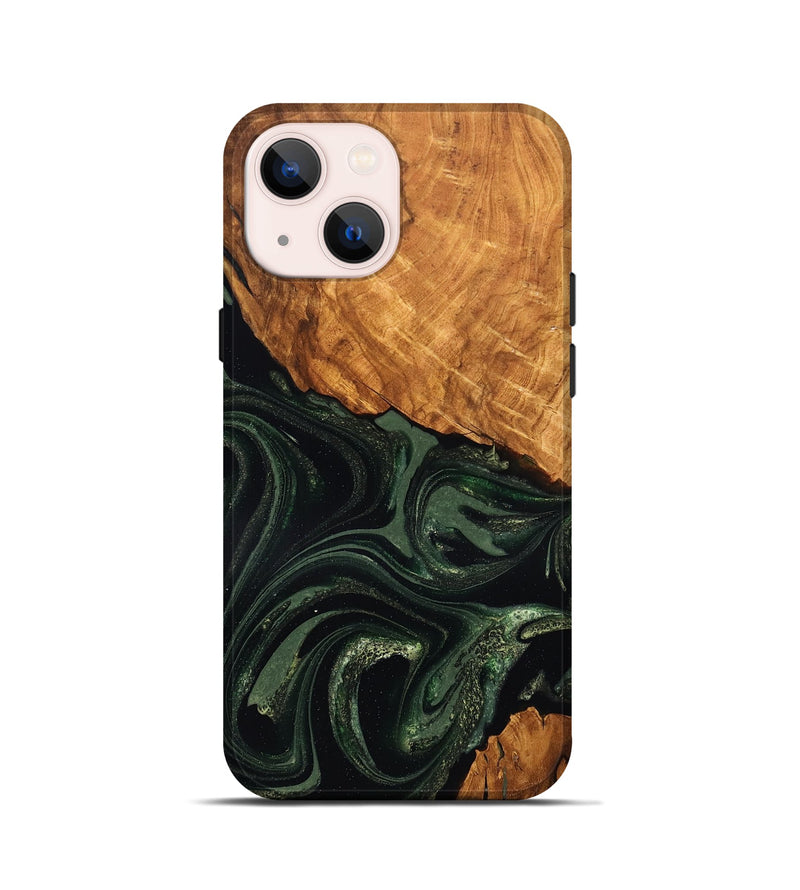 iPhone 13 mini Wood Live Edge Phone Case - Velvet (Green, 824310)