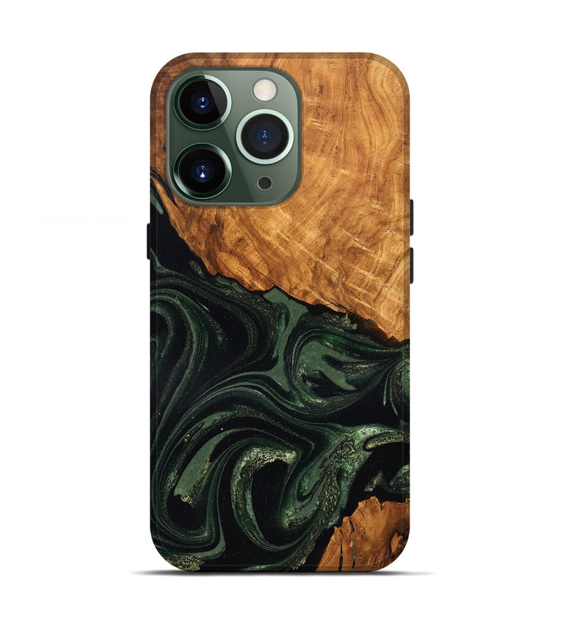 iPhone 13 Pro Wood Live Edge Phone Case - Velvet (Green, 824310)
