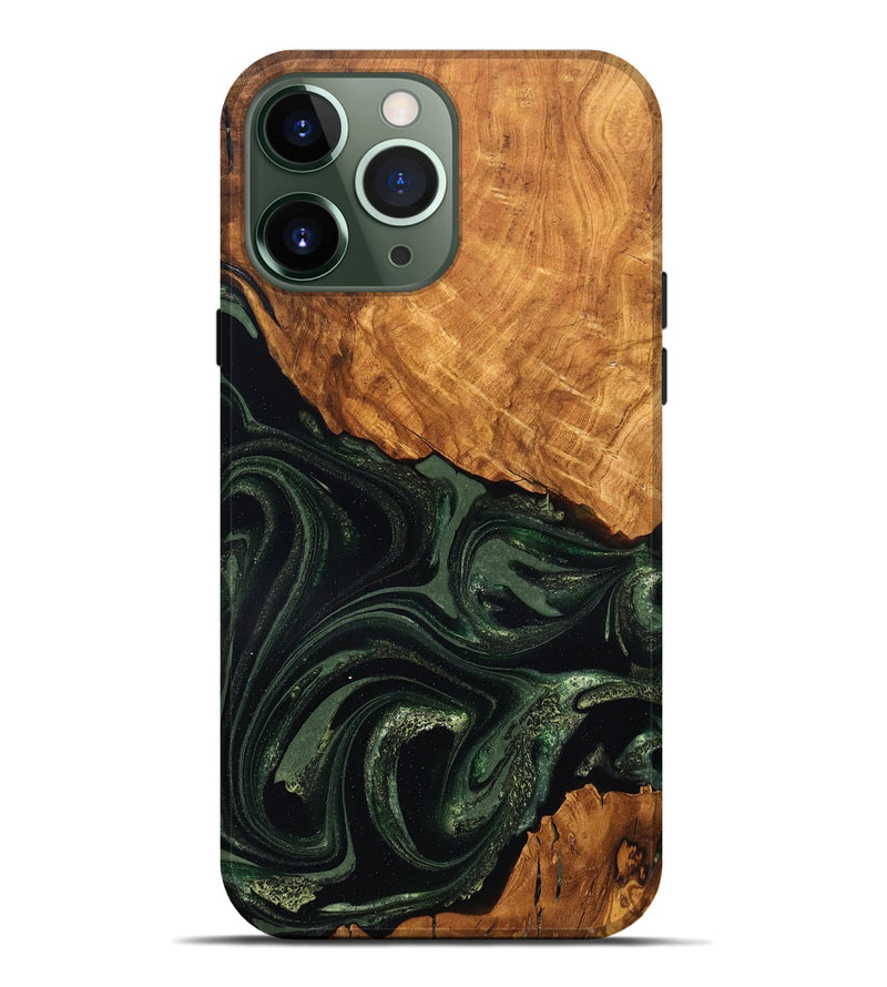 iPhone 13 Pro Max Wood Live Edge Phone Case - Velvet (Green, 824310)